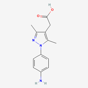 molecular formula C13H15N3O2 B2863347 2-(1-(4-aminophenyl)-3,5-dimethyl-1H-pyrazol-4-yl)acetic acid CAS No. 1266378-98-6