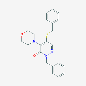 molecular formula C22H23N3O2S B286335 2-benzyl-5-(benzylsulfanyl)-4-(4-morpholinyl)-3(2H)-pyridazinone 
