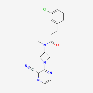 molecular formula C18H18ClN5O B2863353 3-(3-Chlorophenyl)-N-[1-(3-cyanopyrazin-2-yl)azetidin-3-yl]-N-methylpropanamide CAS No. 2380079-43-4