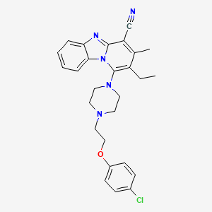 molecular formula C27H28ClN5O B2863356 1-{4-[2-(4-氯苯氧基)乙基]哌嗪-1-基}-2-乙基-3-甲基吡啶并[1,2-a]苯并咪唑-4-腈 CAS No. 385393-99-7