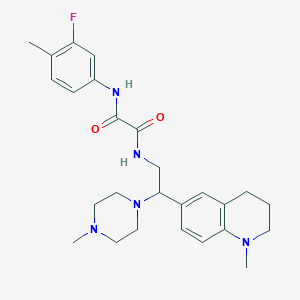 molecular formula C26H34FN5O2 B2863360 N1-(3-氟-4-甲基苯基)-N2-(2-(1-甲基-1,2,3,4-四氢喹啉-6-基)-2-(4-甲基哌嗪-1-基)乙基)草酰酰胺 CAS No. 921901-75-9