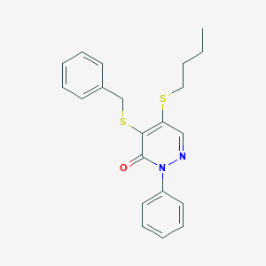 molecular formula C21H22N2OS2 B286338 4-(benzylsulfanyl)-5-(butylsulfanyl)-2-phenyl-3(2H)-pyridazinone 