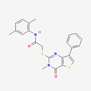 molecular formula C23H21N3O2S2 B2863413 N-(2,5-二甲苯基)-2-[(3-甲基-4-氧代-7-苯基-3,4-二氢噻吩并[3,2-d]嘧啶-2-基)硫代]乙酰胺 CAS No. 1111317-97-5