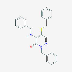 molecular formula C25H23N3OS B286342 2-benzyl-4-(benzylamino)-5-(benzylsulfanyl)-3(2H)-pyridazinone 