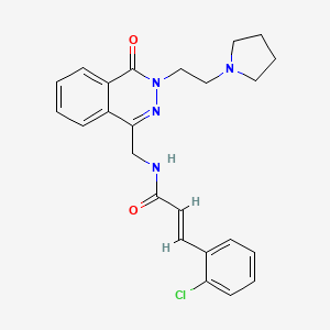 molecular formula C24H25ClN4O2 B2863423 (E)-3-(2-氯苯基)-N-((4-氧代-3-(2-(吡咯烷-1-基)乙基)-3,4-二氢酞嗪-1-基)甲基)丙烯酰胺 CAS No. 1448139-31-8