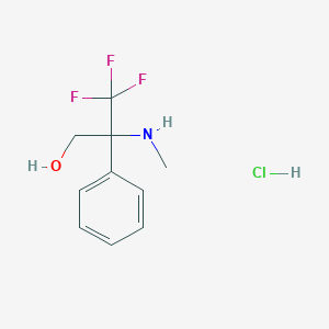 molecular formula C10H13ClF3NO B2863436 3,3,3-Trifluoro-2-(methylamino)-2-phenylpropan-1-ol;hydrochloride CAS No. 2225144-94-3