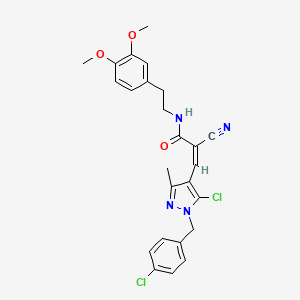 molecular formula C25H24Cl2N4O3 B2863457 (Z)-3-[5-氯-1-[(4-氯苯基)甲基]-3-甲基吡唑-4-基]-2-氰基-N-[2-(3,4-二甲氧基苯基)乙基]丙-2-烯酰胺 CAS No. 1134695-87-6