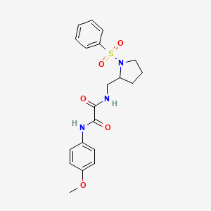 molecular formula C20H23N3O5S B2863472 N1-(4-methoxyphenyl)-N2-((1-(phenylsulfonyl)pyrrolidin-2-yl)methyl)oxalamide CAS No. 896264-82-7