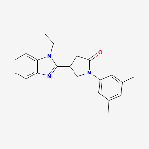 molecular formula C21H23N3O B2863480 1-(3,5-二甲苯基)-4-(1-乙基-2-苯并咪唑基)-2-吡咯烷酮 CAS No. 847396-71-8