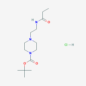 molecular formula C14H28ClN3O3 B2863485 盐酸叔丁基 4-(2-丙酰胺乙基)哌嗪-1-甲酸酯 CAS No. 1351601-92-7
