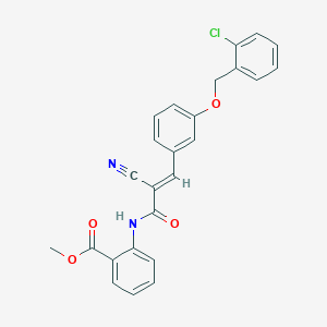 molecular formula C25H19ClN2O4 B2863508 methyl 2-[[(E)-3-[3-[(2-chlorophenyl)methoxy]phenyl]-2-cyanoprop-2-enoyl]amino]benzoate CAS No. 380476-15-3
