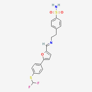 4-[2-[[5-[4-(Difluoromethylsulfanyl)phenyl]furan-2-yl]methylideneamino]ethyl]benzenesulfonamide