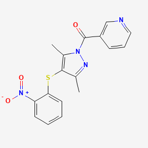 (3,5-dimethyl-4-((2-nitrophenyl)thio)-1H-pyrazol-1-yl)(pyridin-3-yl)methanone