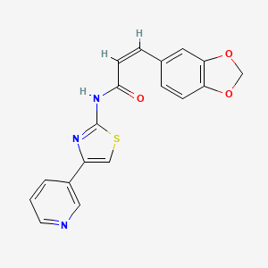 molecular formula C18H13N3O3S B2863519 (Z)-3-(benzo[d][1,3]dioxol-5-yl)-N-(4-(pyridin-3-yl)thiazol-2-yl)acrylamide CAS No. 1173316-70-5