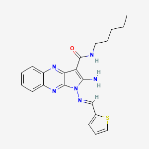 (E)-2-amino-N-pentyl-1-((thiophen-2-ylmethylene)amino)-1H-pyrrolo[2,3-b]quinoxaline-3-carboxamide