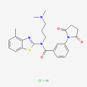 molecular formula C24H27ClN4O3S B2863527 N-(3-(dimethylamino)propyl)-3-(2,5-dioxopyrrolidin-1-yl)-N-(4-methylbenzo[d]thiazol-2-yl)benzamide hydrochloride CAS No. 1216504-17-4
