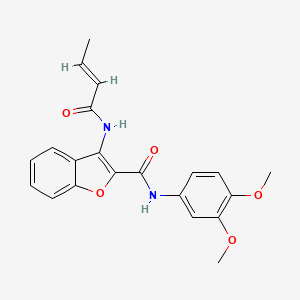 (E)-3-(but-2-enamido)-N-(3,4-dimethoxyphenyl)benzofuran-2-carboxamide