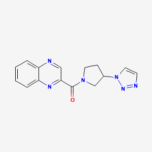 molecular formula C15H14N6O B2863537 (3-(1H-1,2,3-triazol-1-yl)pyrrolidin-1-yl)(quinoxalin-2-yl)methanone CAS No. 1788678-99-8