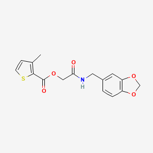 {[(2H-1,3-benzodioxol-5-yl)methyl]carbamoyl}methyl 3-methylthiophene-2-carboxylate