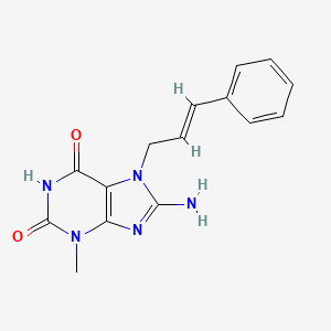 molecular formula C15H15N5O2 B2863553 8-amino-6-hydroxy-3-methyl-7-[(2E)-3-phenylprop-2-en-1-yl]-3,7-dihydro-2H-purin-2-one CAS No. 1370601-78-7