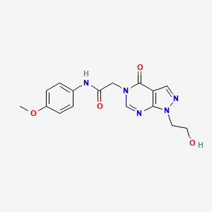 molecular formula C16H17N5O4 B2863560 2-[1-(2-hydroxyethyl)-4-oxopyrazolo[3,4-d]pyrimidin-5-yl]-N-(4-methoxyphenyl)acetamide CAS No. 899742-62-2