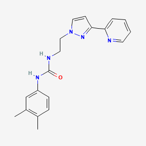 molecular formula C19H21N5O B2863561 1-(3,4-二甲基苯基)-3-(2-(3-(吡啶-2-基)-1H-吡唑-1-基)乙基)脲 CAS No. 1448026-88-7
