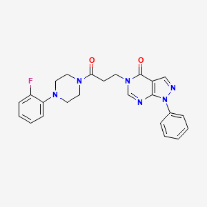molecular formula C24H23FN6O2 B2863565 5-(3-(4-(2-fluorophenyl)piperazin-1-yl)-3-oxopropyl)-1-phenyl-1H-pyrazolo[3,4-d]pyrimidin-4(5H)-one CAS No. 946312-33-0