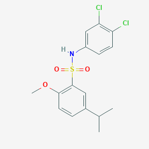 molecular formula C16H17Cl2NO3S B2863566 N-(3,4-dichlorophenyl)-2-methoxy-5-(propan-2-yl)benzene-1-sulfonamide CAS No. 1111015-35-0