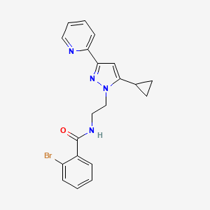 molecular formula C20H19BrN4O B2863568 2-溴-N-(2-(5-环丙基-3-(吡啶-2-基)-1H-吡唑-1-基)乙基)苯甲酰胺 CAS No. 1797306-95-6