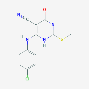 molecular formula C12H9ClN4OS B286357 6-(4-chloroanilino)-2-methylsulfanyl-4-oxo-1H-pyrimidine-5-carbonitrile 