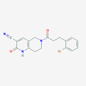 molecular formula C18H16BrN3O2 B2863570 6-(3-(2-Bromophenyl)propanoyl)-2-oxo-1,2,5,6,7,8-hexahydro-1,6-naphthyridine-3-carbonitrile CAS No. 2034306-44-8