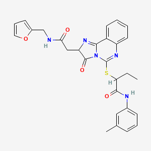 2-[[2-[2-(furan-2-ylmethylamino)-2-oxoethyl]-3-oxo-2H-imidazo[1,2-c]quinazolin-5-yl]sulfanyl]-N-(3-methylphenyl)butanamide