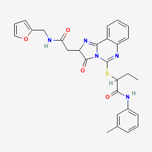 molecular formula C28H27N5O4S B2863572 2-{[2-({[(furan-2-yl)methyl]carbamoyl}methyl)-3-oxo-2H,3H-imidazo[1,2-c]quinazolin-5-yl]sulfanyl}-N-(3-methylphenyl)butanamide CAS No. 1024317-72-3