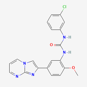 molecular formula C20H16ClN5O2 B2863575 1-(3-氯苯基)-3-(5-咪唑并[1,2-a]嘧啶-2-基-2-甲氧基苯基)脲 CAS No. 862811-95-8