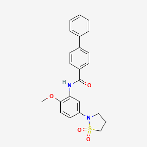 molecular formula C23H22N2O4S B2863584 N-(5-(1,1-dioxidoisothiazolidin-2-yl)-2-methoxyphenyl)-[1,1'-biphenyl]-4-carboxamide CAS No. 897619-97-5