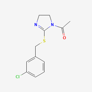 molecular formula C12H13ClN2OS B2863586 1-(2-((3-chlorobenzyl)thio)-4,5-dihydro-1H-imidazol-1-yl)ethanone CAS No. 851807-95-9