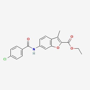 molecular formula C19H16ClNO4 B2863587 6-(4-氯苯甲酰氨基)-3-甲基苯并呋喃-2-甲酸乙酯 CAS No. 923107-00-0