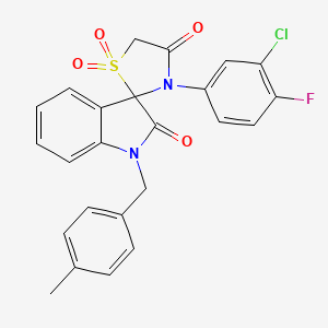 3'-(3-Chloro-4-fluorophenyl)-1-[(4-methylphenyl)methyl]-1,2-dihydrospiro[indole-3,2'-[1lambda6,3]thiazolidine]-1',1',2,4'-tetrone
