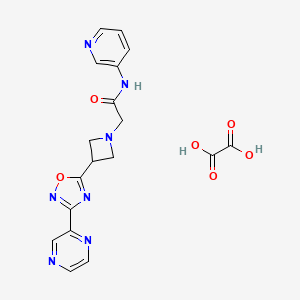 molecular formula C18H17N7O6 B2863595 2-(3-(3-(pyrazin-2-yl)-1,2,4-oxadiazol-5-yl)azetidin-1-yl)-N-(pyridin-3-yl)acetamide oxalate CAS No. 1396681-13-2