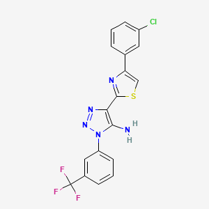 molecular formula C18H11ClF3N5S B2863600 4-[4-(3-chlorophenyl)-1,3-thiazol-2-yl]-1-[3-(trifluoromethyl)phenyl]-1H-1,2,3-triazol-5-amine CAS No. 1207031-44-4