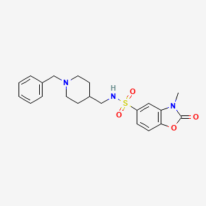 molecular formula C21H25N3O4S B2863605 N-((1-benzylpiperidin-4-yl)methyl)-3-methyl-2-oxo-2,3-dihydrobenzo[d]oxazole-5-sulfonamide CAS No. 1448070-86-7