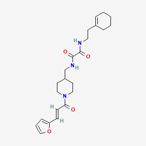 molecular formula C23H31N3O4 B2863610 (E)-N1-(2-(环己-1-烯-1-基)乙基)-N2-((1-(3-(呋喃-2-基)丙烯酰基)哌啶-4-基)甲基)草酰胺 CAS No. 1235699-60-1