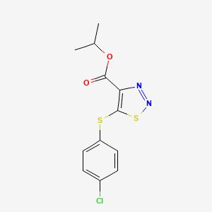 molecular formula C12H11ClN2O2S2 B2863620 异丙基 5-[(4-氯苯基)硫代]-1,2,3-噻二唑-4-甲酸酯 CAS No. 306976-89-6