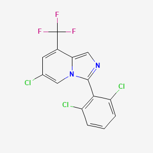 molecular formula C14H6Cl3F3N2 B2863628 6-Chloro-3-(2,6-dichlorophenyl)-8-(trifluoromethyl)imidazo[1,5-a]pyridine CAS No. 2062066-34-4
