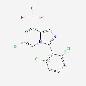 molecular formula C14H6Cl3F3N2 B2863628 6-氯-3-(2,6-二氯苯基)-8-(三氟甲基)咪唑并[1,5-a]吡啶 CAS No. 2062066-34-4