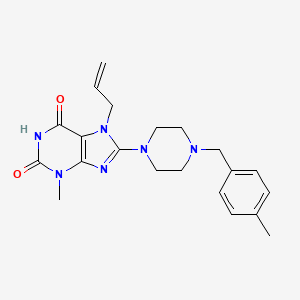 3-Methyl-8-[4-[(4-methylphenyl)methyl]piperazin-1-yl]-7-prop-2-enylpurine-2,6-dione