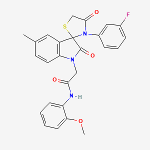 molecular formula C26H22FN3O4S B2863639 2-(3'-(3-fluorophenyl)-5-methyl-2,4'-dioxospiro[indoline-3,2'-thiazolidin]-1-yl)-N-(2-methoxyphenyl)acetamide CAS No. 899962-77-7