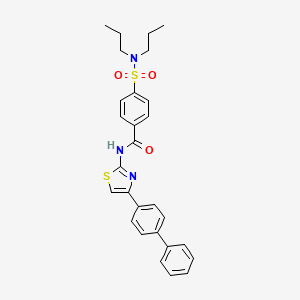 molecular formula C28H29N3O3S2 B2863652 N-(4-([1,1'-联苯]-4-基)噻唑-2-基)-4-(N,N-二丙基磺酰胺)苯甲酰胺 CAS No. 313372-73-5