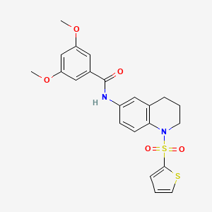 molecular formula C22H22N2O5S2 B2863661 3,5-dimethoxy-N-(1-(thiophen-2-ylsulfonyl)-1,2,3,4-tetrahydroquinolin-6-yl)benzamide CAS No. 1005300-47-9