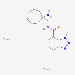 molecular formula C16H29Cl2N5O B2863671 N-[(1-Aminocycloheptyl)methyl]-3-methyl-4,5,6,7-tetrahydrobenzotriazole-4-carboxamide;dihydrochloride CAS No. 2460756-81-2